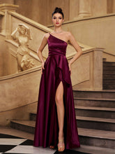 Purple One Shoulder A-line Prom Dress